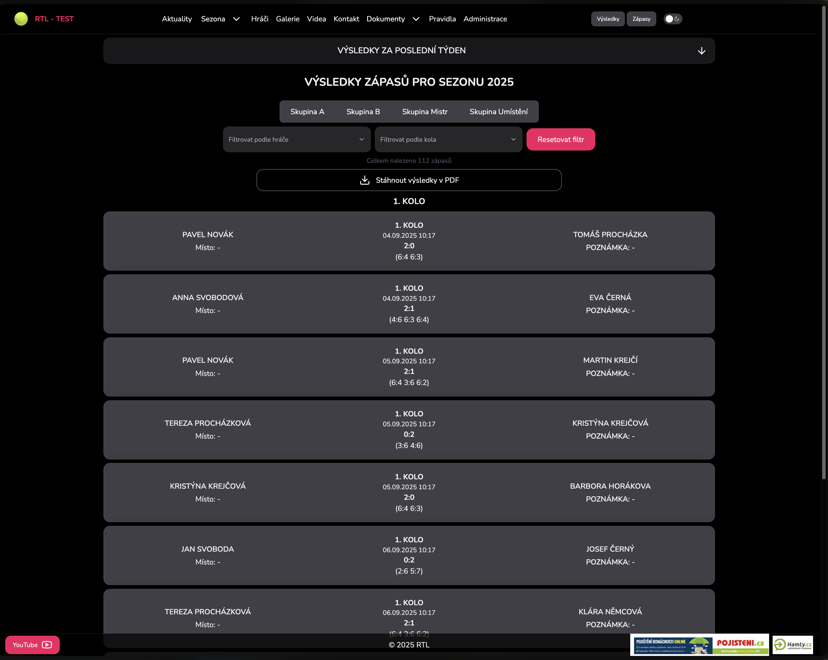 Tennis league management app